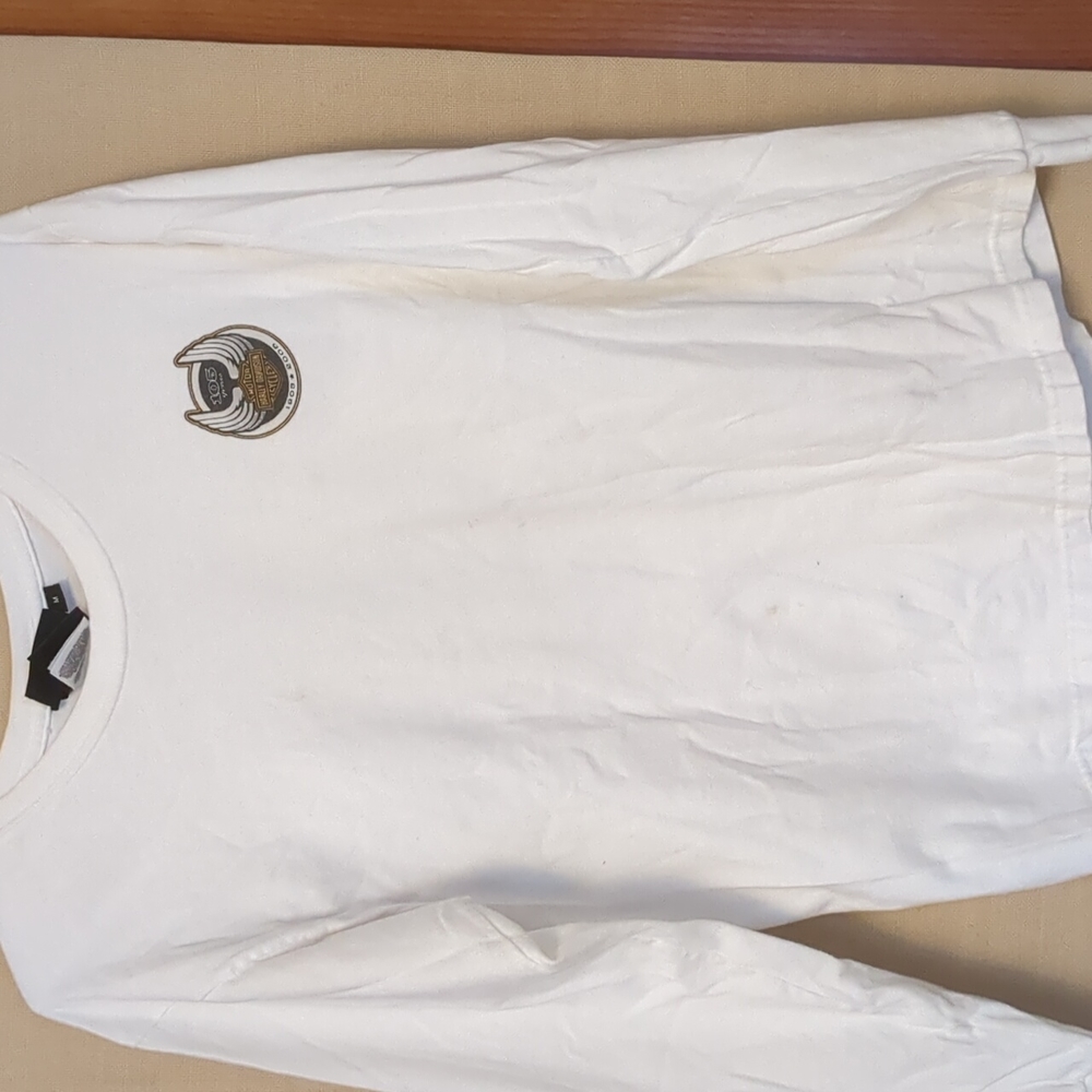 Harley Davidson 105th Anniversary 2008 White Long Sleeve Shirt Size Medium